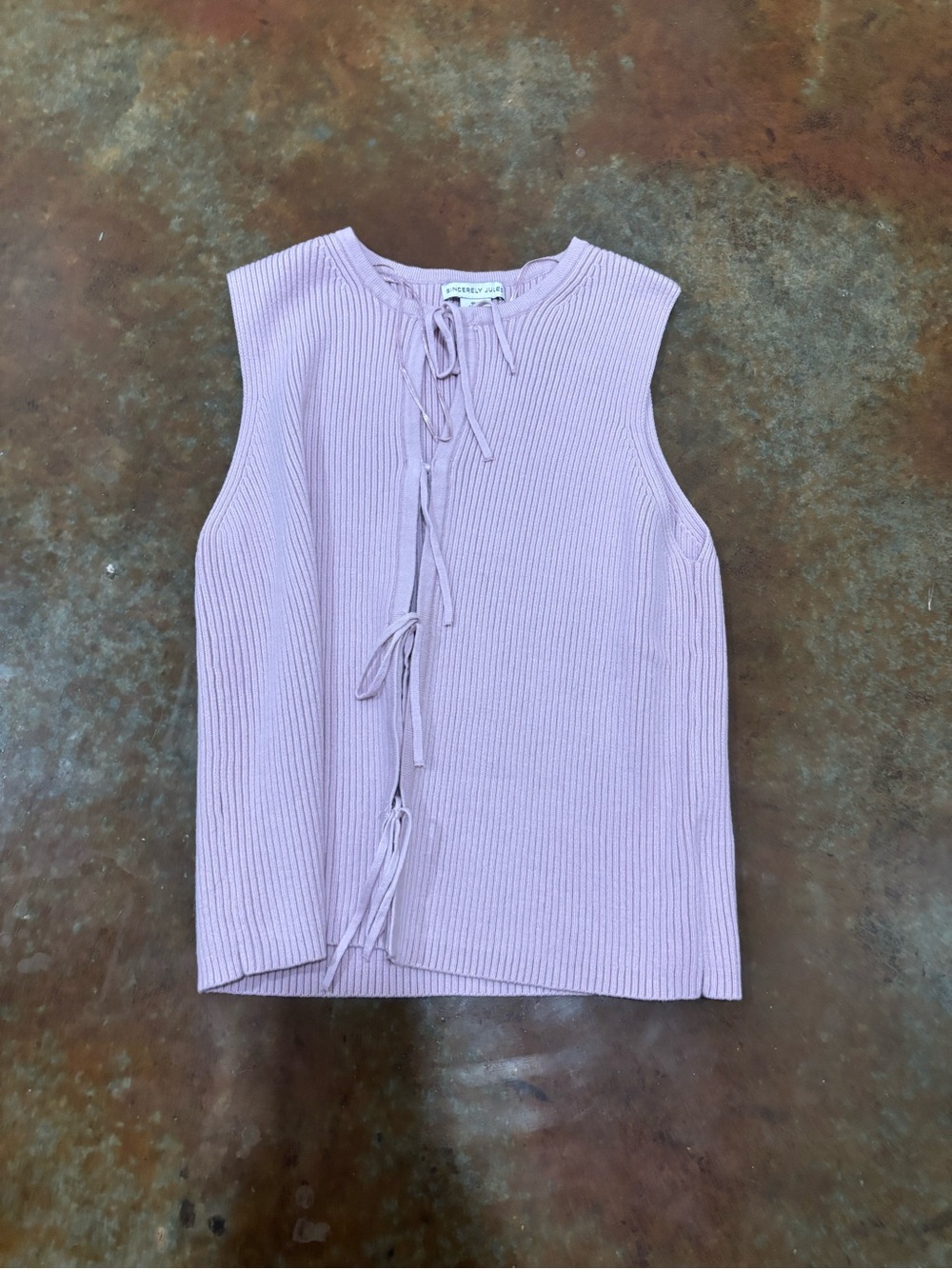 Sincerely Jules Lavender Ribbed Tie-Front Tank